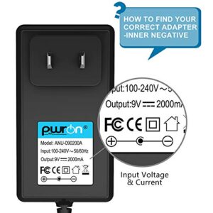 PwrON 9V Ac Dc Adapter (6.6ft) Fit Brother P-Touch PT-D200 PTD200 PT-D200VP PT-D210 PTH110 PT-D200G PT-1280 PT-1290 PT-1880 PT-2030 PT-2730 Label Maker, AD-24 AD-24ES AD-20 AD-30 AD-60 Power Supply