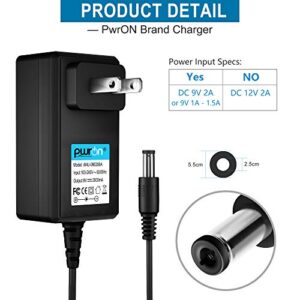 PwrON 9V Ac Dc Adapter (6.6ft) Fit Brother P-Touch PT-D200 PTD200 PT-D200VP PT-D210 PTH110 PT-D200G PT-1280 PT-1290 PT-1880 PT-2030 PT-2730 Label Maker, AD-24 AD-24ES AD-20 AD-30 AD-60 Power Supply