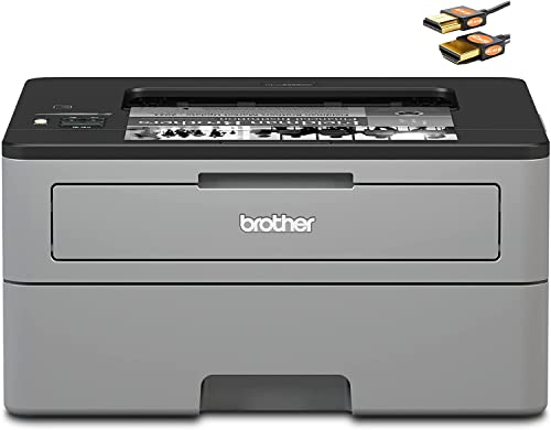 Brother HL-23 25DW Series Compact Monochrome Wireless Laser Printer - Mobile Printing - Auto Duplex Printing - USB Connectivity - Print Up to 26 Pages/min - 1-line LCD Display + HDMI Cable