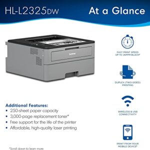 Brother HL-23 25DW Series Compact Monochrome Wireless Laser Printer - Mobile Printing - Auto Duplex Printing - USB Connectivity - Print Up to 26 Pages/min - 1-line LCD Display + HDMI Cable