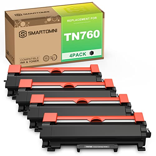 S SMARTOMNI Compatible TN760 TN730 Toner Cartridge Replacement for Brother TN-730 TN-760 (4-Packs High Yield) Compatible use with Brother HL-L2325DW L2350DW L2390DW L2395DW DCP-L2550DW MFC-L2710DW