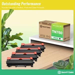 S SMARTOMNI Compatible TN760 TN730 Toner Cartridge Replacement for Brother TN-730 TN-760 (4-Packs High Yield) Compatible use with Brother HL-L2325DW L2350DW L2390DW L2395DW DCP-L2550DW MFC-L2710DW