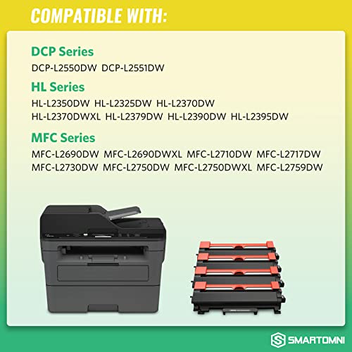 S SMARTOMNI Compatible TN760 TN730 Toner Cartridge Replacement for Brother TN-730 TN-760 (4-Packs High Yield) Compatible use with Brother HL-L2325DW L2350DW L2390DW L2395DW DCP-L2550DW MFC-L2710DW