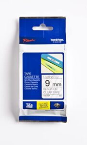 brother genuine p-touch tze-121 tape, 9 mm (0.35″) standard laminated p-touch tape, black on clear, laminated for indoor or outdoor use, water-resistant, 26.2 ft (8 m), single-pack