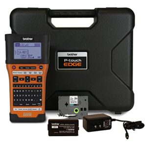 brother p-touch edge pt-e550w electronic label maker, industrial wireless handheld labelling kit pte550w, orange – up to 30mm/sec, 180 x 360dpi, auto strip cuttter, backlit lcd screen, cbmoun