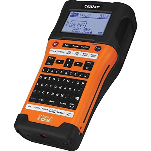 Brother P-Touch Edge PT-E550W Electronic Label Maker, Industrial Wireless Handheld Labelling Kit PTE550W, Orange - Up to 30mm/sec, 180 x 360dpi, Auto Strip Cuttter, Backlit LCD Screen, Cbmoun