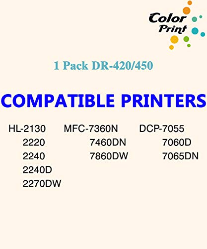 1-Pack ColorPrint Compatible Drum Unit Replacement for Brother DR-420 DR420 Imaging Unit Work with TN-420 TN-450 HL-2270DW HL-2280DW HL-2230 HL-2240 HL-2240D MFC-7860DW MFC-7360N DCP-7065DN Printer