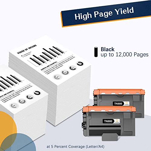 Colorking Compatible Toner Cartridge Replacement for Brother TN880 TN880 TN-880 for HL-L6200DW MFC-L6700DW MFC-L6800DW HL-L6300DW HL-L6200DWT HL-L6300DW MFC-L6900DW Super High Yield Printer（2 Black）