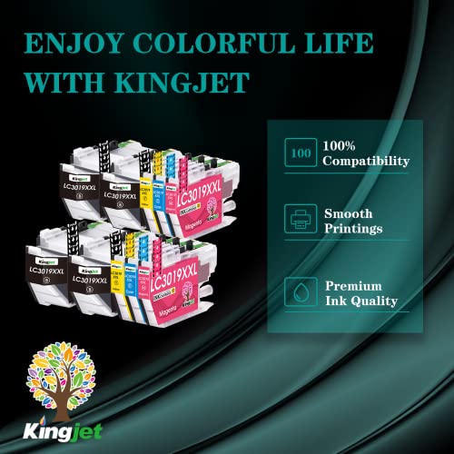 Kingjet Compatible LC3019 Ink Cartridge Replacement for Brother LC3019XXL (4 Black 2 Cyan 2 Magenta 2 Yellow, 10-Pack) High Yield Use with MFC-J5330DW MFC-J6530DW MFC-J6930DW MFC-J6730DW Printer