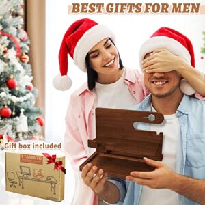 Gifts for Men Wood Phone Docking Station for Men Nightstand Organizer Gifts for Dad Charging Station Cell Phone Stand Desk Organizer Gifts for Husband Boyfriend Brother Son