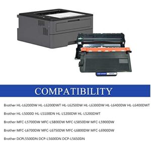 SuperInk 5 Pack High Yield Black Toner Cartridge & Drum Unit Combo Replacement Compatible for Brother TN850 TN-850 DR820 DR-820 DCP-L5500DN DCP-L5600DN DCP-L5650DN Printer (3 Toner + 2 Drum)