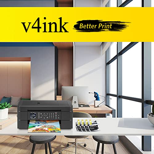 v4ink LC3013 LC3011 Compatible Replacement for Brother LC3013 LC3011 3011 3013 Ink for Brother MFC-J690DW MFC-J497DW MFC-J491DW MFC-J895DW Printer(Black, 4 Pack)