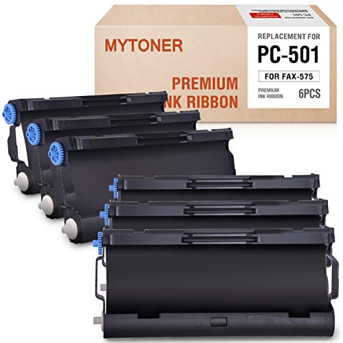 MYTONER PC501 Fax Cartridge Compatible with Brother PC501 Black Ribbon for Brother FAX 575 Ribbon Printers (6-Cartridge)