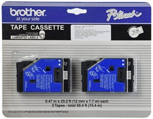 brother tc-20 0.47-inch x 25.2 ft. – black on white tape for pt-6 8 10 12 15 20 150 170 2-pack