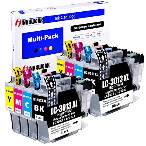 INK4WORK LC3013XL 8-Pack Compatible Ink Cartridges Replacement for Brother LC-3013 LC3013 LC3011 LC-3011 XL for use with MFC-J491DW MFC-J497DW MFC-J690DW MFC-J895DW (2BK, 2C, 2M, 2Y)