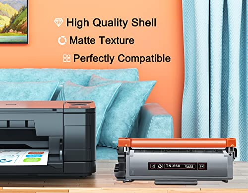 Juyudow Compatible TN-660 Toner Cartridge Replacement for Brother TN660 TN630 TN-630 High Yield for HL-L2300D HL-L2380DW HL-L2320D DCP-L2540DW MFC-L2700DW MFC-L2685DW Printer (2 Packs, Black)