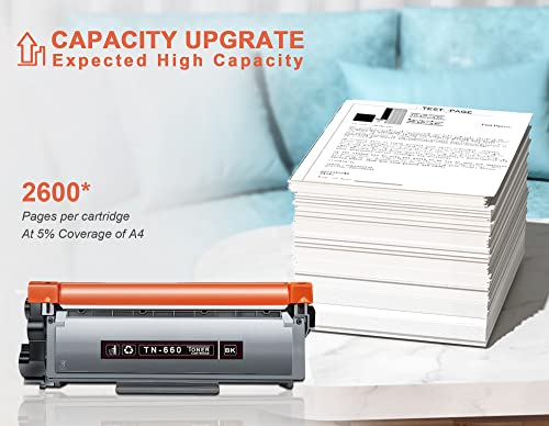 Juyudow Compatible TN-660 Toner Cartridge Replacement for Brother TN660 TN630 TN-630 High Yield for HL-L2300D HL-L2380DW HL-L2320D DCP-L2540DW MFC-L2700DW MFC-L2685DW Printer (2 Packs, Black)