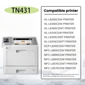 LVELIMIT TN431BK/C/M/Y: TN-431 Toner Cartridges 4 Pack Compatible Replacement for Brother TN-431 Standard Yield Toner Cartridge Works for MFC-L8900CDW MFC-L8610CDW HL-L8360CDW HL-L8260CDW Printer