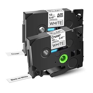 label tape replacement for brother – 2 pack p touch label tape compatible with brother tze-231 tz-231 laminated, black on white 12mm 0.47″, for pt-d200 pt-d210 pt-d400 pt-h100 pt-1230pc label makers