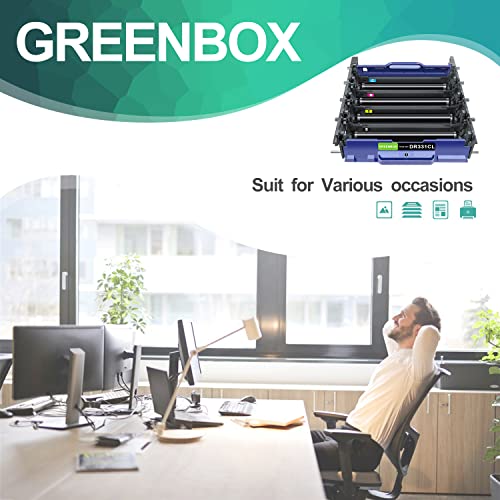 GREENBOX (NO Toner Remanufactured Drum Unit Replacement for Brother DR331CL Drum for HL-L8250CDN L8350CDW L9200CDWT L9300CDWT DCP-L8400CDN L8450CDW L8600CDW MFC-L8650CDW L8850CDW Printer (4 PK, KCMY)