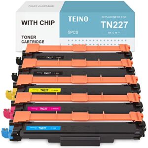 teino compatible toner cartridge replacement for brother tn227 tn-227 tn223 use with brother brother mfc-l3770cdw, mfc-l3710cw, mfc-l3750cdw, hl-l3270cdw, hl-l3290cdw, hl-l3230cdw tn227 (5-pack)
