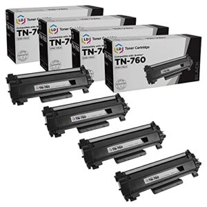 ld products compatible toner cartridge replacement for brother tn760 tn-760 tn 760 tn730 tn-730 (black, 4pk) tn760 toner for brother printer dcp-l2550dw, hl-l2325dw, hl-l2370dw, hl-l2390dw, hl-l2395dw