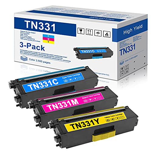 3-Pack(1C+1M+1Y) TN331C TN331M TN331Y Toner Cartridge Replacement for Brother TN 331 TN-331 HL-L8350CDW HL-L8250CDN HL-L8350CDWT MFC-L8850CDW MFC-L8600CDW Printer