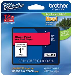 genuine brother 1″ (24mm) black on red tze p-touch tape for brother pt-d600, ptd600 label maker