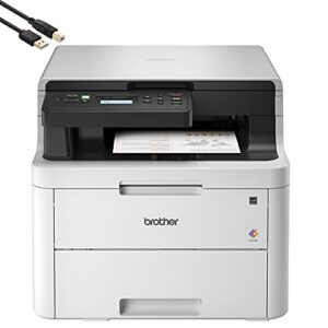 Brother HL-L3290CDW Compact Digital LED Color All-in-One Printer for Home Office with Convenient Flatbed Copy & Scan, Plus Wireless Duplex Printing, 25 ppm, 600x2400 dpi - BROAGE 4 Feet Printer Cable