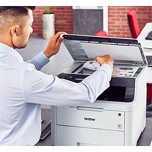 Brother HL-L3290CDW Compact Digital LED Color All-in-One Printer for Home Office with Convenient Flatbed Copy & Scan, Plus Wireless Duplex Printing, 25 ppm, 600x2400 dpi - BROAGE 4 Feet Printer Cable