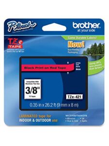 brother tape, black on red, 9mm (tze-421)