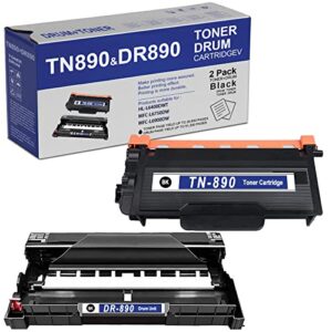 2-pack (1toner+1drum) tn890 dr890 compatible tn-890 toner cartridge and dr-890 drum unit replacement for brother hl-l6250dw l6400dw l6400dwt mfc-l6750dw l6900dw printer sold by feromyink