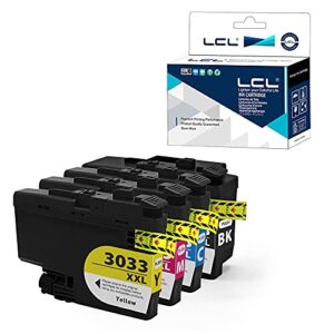 lcl compatible ink cartridge pigment replacement for brother lc3033 xxl lc3033xxl lc3033bk lc3033c lc3033m lc3033y mfc-j995dw mfc-j995dw xl mfc-j805dw (4-pack black cyan magenta yellow)