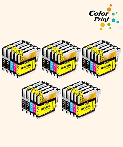 ColorPrint 25-Pack Compatible LC61 Ink Cartridge Replacement for Brother LC-61 XL LC61XL LC65 LC65XL Used for MFC-990CW MFC-795CW MFC-J220 MFC-495CW MFC-J270W MFC-J410W MFC-J415W J630W J615W Printer