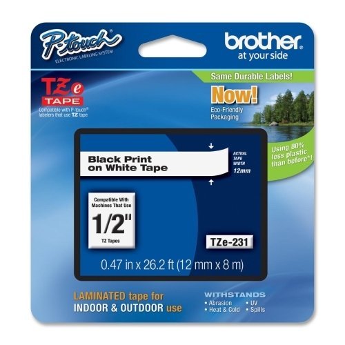 Brother P-Touch PT-2030 Label Tape (OEM) 0.47" Black Print on White