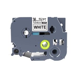 idik 1pk black on white flexible id cable and wire label tape compatible for brother p-touch tze-fx261 tz fx261 tze fx261(36mm x 8m)
