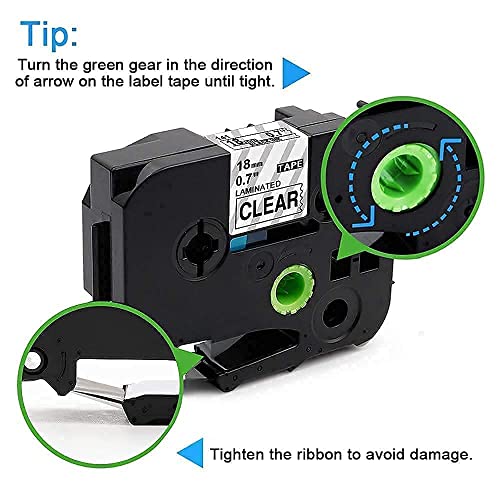 18mm Label Tape Compatible with Brother P Touch TZ Tape 18mm 0.7 Laminated White/Clear Tape Tz Tape TZe-241 TZe241 TZ-241 TZ241 TZe-141 TZe141 TZ-141 TZ141 3/4 Inch Tape, Total 8-Pack