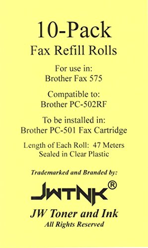 10-pack of PC-502RF Fax Film Ribbon Refill Rolls Compatible with Brother Fax 575