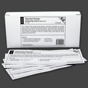 thermal printer cleaning card 2”x6” – 50.8mm x 152.4mm (25 cards)