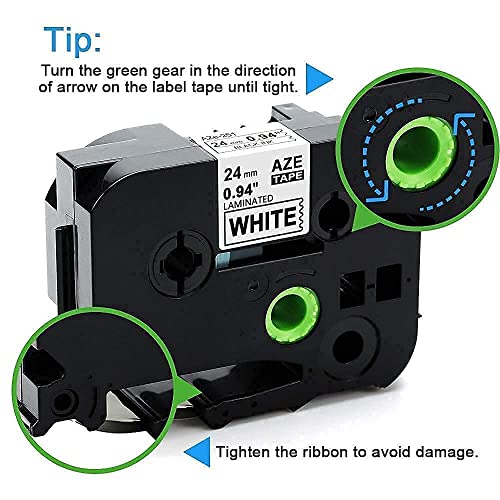 24mm Label Tape Compatible with Brother P Touch TZ Tape 24mm 0.94 Laminated White/Red/Blue/Yellow/Green Tz TZe-251 TZe251 TZ-251 TZ251 TZe-451 TZe-551 TZe-651 TZe-751 1 Inch Tape, Total 9-Pack