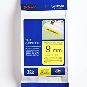 Brother Tape, Retail Packaging, 3/8 Inch, Black on Yellow (TZeS621) - Retail Packaging