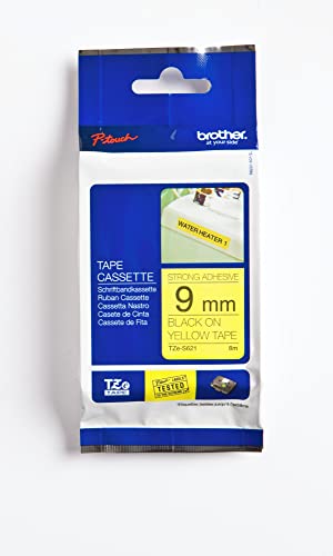 Brother Tape, Retail Packaging, 3/8 Inch, Black on Yellow (TZeS621) - Retail Packaging