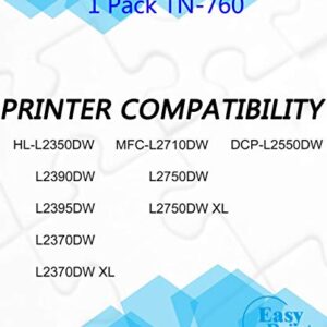 (1-Pack) Compatible TN760 TN-760 Toner Cartridge TN-760 Used for Brother HL-L2350DW HL-L2395DW DCP-L2550DW MFC-L2750DW Printer (Black), by EasyPrint