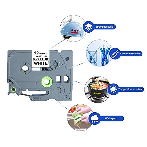 Aomya Label Tape Combatible with Brother TZe Tape 12mm 0.47 Inch Tze-231 TZE-131 Replacement for P-Touch Label Maker PT-D210 H110 D600 (Black on White/Clear/Red/Blue/Yellow/Green)6-Pack