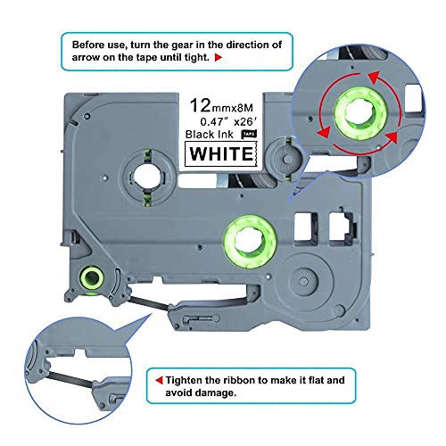 Aomya Label Tape Combatible with Brother TZe Tape 12mm 0.47 Inch Tze-231 TZE-131 Replacement for P-Touch Label Maker PT-D210 H110 D600 (Black on White/Clear/Red/Blue/Yellow/Green)6-Pack