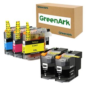 greenark compatible ink cartridge replacement for brother lc20e super high yield ink cartridge 5 pack works with brother mfc-j985dw, mfc-j775dw, mfc-j5920dw printers lc20ebk lc20em lc20ec lc20eyxxl