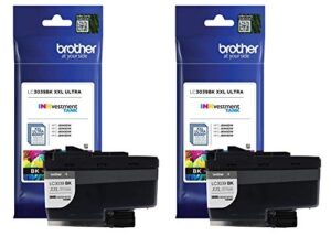 brother genuine ultra high yield black ink cartridge 2-pack, lc3039bk, replacement black ink, page yield up to 6,000 pages each, lc3039