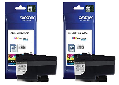 Brother Genuine Ultra High Yield Black Ink Cartridge 2-Pack, LC3039BK, Replacement Black Ink, Page Yield Up to 6,000 Pages Each, LC3039