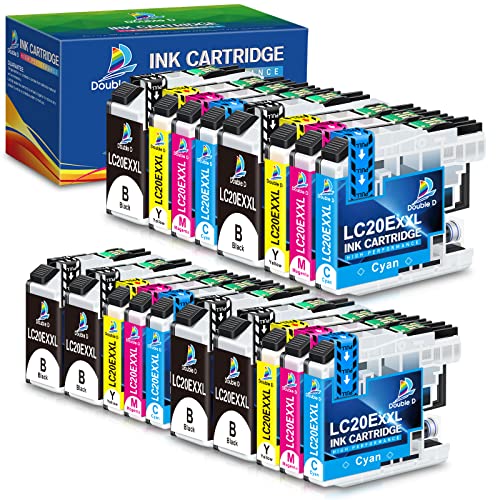 DOUBLE D Upgraded LC20E Compatible Replacement for Brother LC20E LC-20E XXL Ink Cartridges for Brother MFC-J985DW J775DW J5920DW J985DWXL Printer (6BK+4C+4M+4Y) 18 Pack-Updated Version