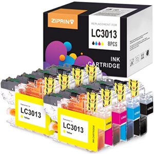 ziprint lc3013 compatible ink cartridge replacement for brother lc3013 lc3011 lc-3013 high yield use with mfc-j497dw mfc-j895dw mfc-j491dw printer,lc3013 ink cartridges bk/c/m/y,8-pack